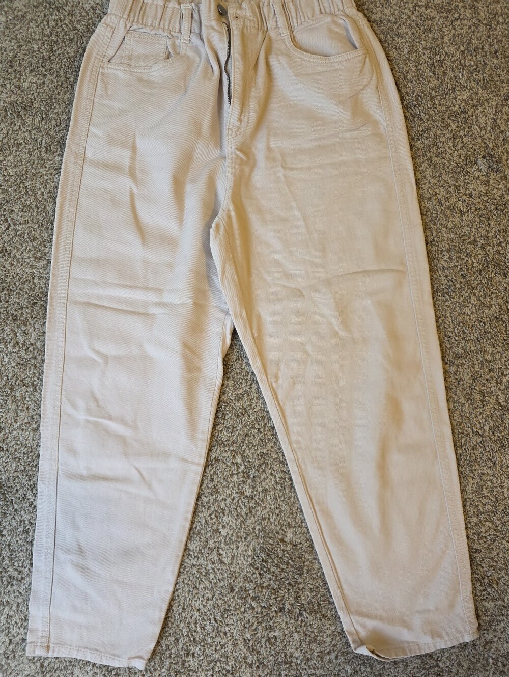 H&M Light Beige Elastic-Waist Pants Size 10 US